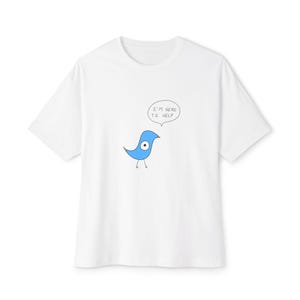 Camiseta unisex de gran tamaño con estampado de pájaros de la buena suerte y arte inspirador personalizado