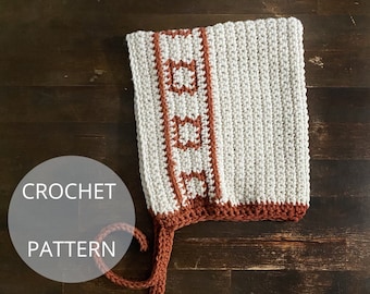 Crochet Bonnet Pattern | Infant 9-12 Month Size (PDF Pattern)