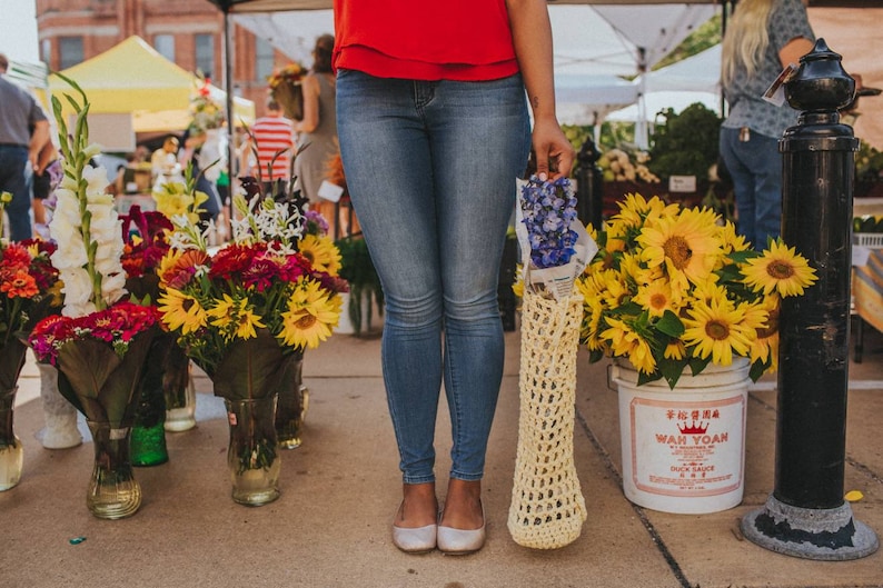 Crochet Bag Flower Tote Eco Bag Farmers Bag|Bag String Bag Reusable Grocery Bag Bouquet Flower Market Bag Farmers Market Bag