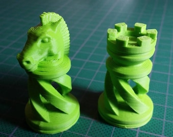Moderno juego de ajedrez impreso en 3D - ambos lados