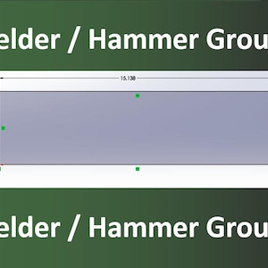 May include: A rectangular, light gray shape with dimensions labeled as 15.138 inches by 4.000 inches. The image includes the text "Felder / Hammer Group" in white at the top and bottom against a dark green background.