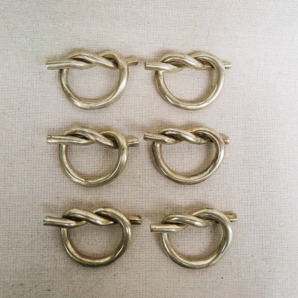 Vintage Silver Plated Knotted Napkin Rings/Dorothy Thorpe Inspired Table Ware/Solid Knot Design Table Accessory/Dinner Party Staple/Set of 7