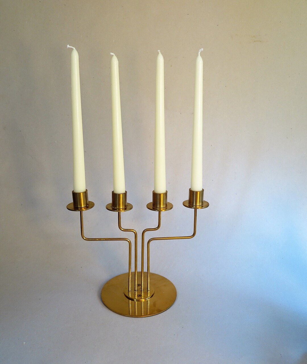Vintage Gold Tone Ikea Parlband Candelabra/swedish Ystad Metall Style