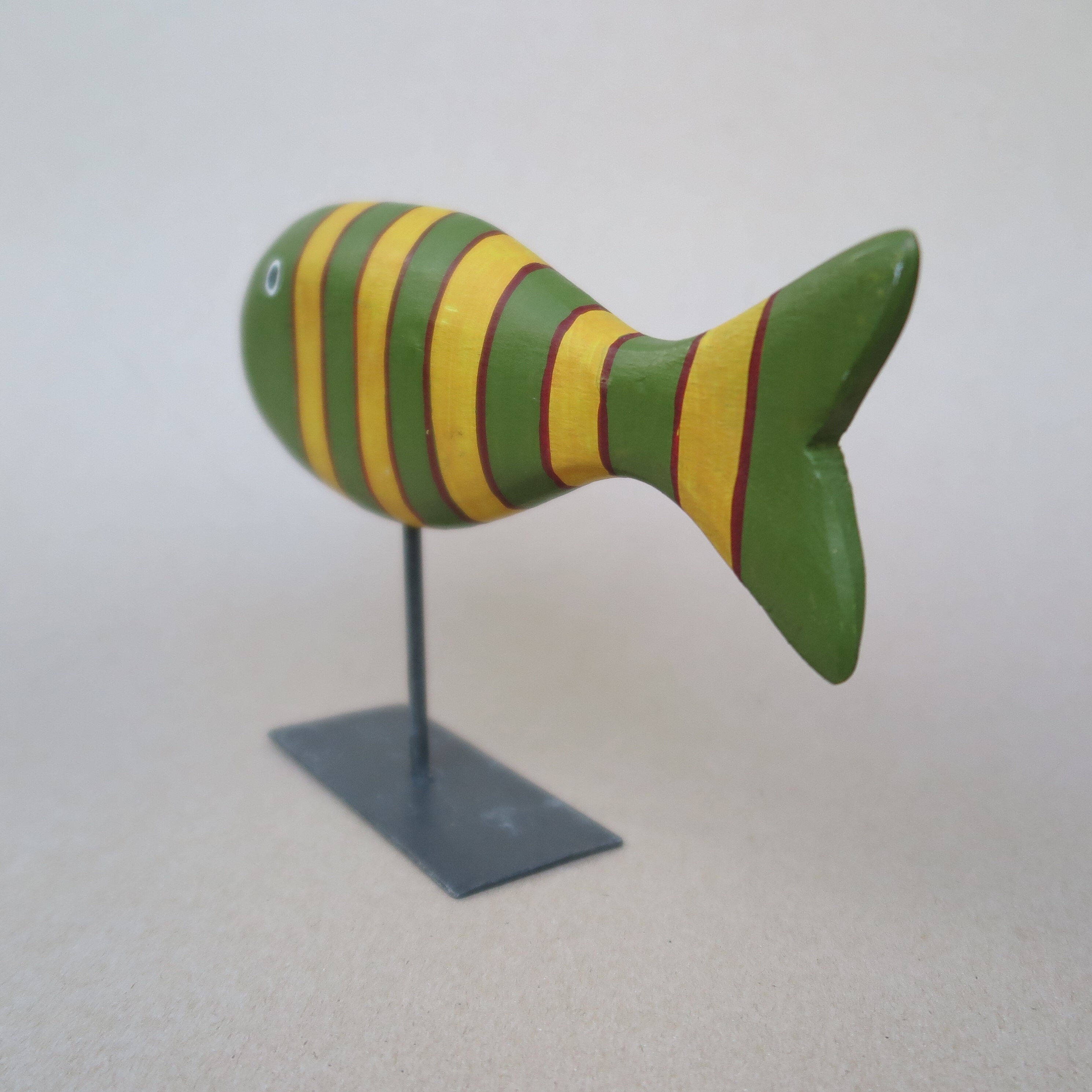 Hand Painted Decorative Wood Carved Fish on Stand. Bright Etsy