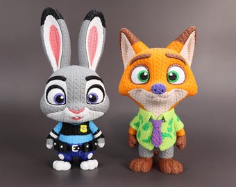 Zootopia 2 Nick Wilde and Judy statue crochet height 14 cm high quality
