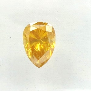 0.87 ct Pear shape Natural Untreated GIA certified Fancy Deep brownish orangy Yellow diamond