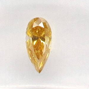 Art-Deco Style Long  0.90ct Pear shape Natural Untreated GIA certified Fancy Deep brownish orangy Yellow diamond