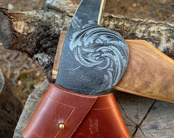 Hand-Forged, Hand-Engraved Fire Axe