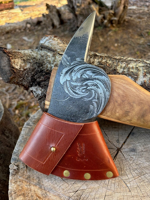 Hand-Forged, Hand-Engraved Fire Axe