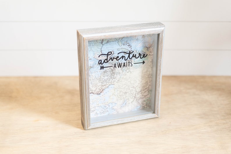 Adventure Awaits Ticket Travel Shadow Box FREE SHIPPING image 1