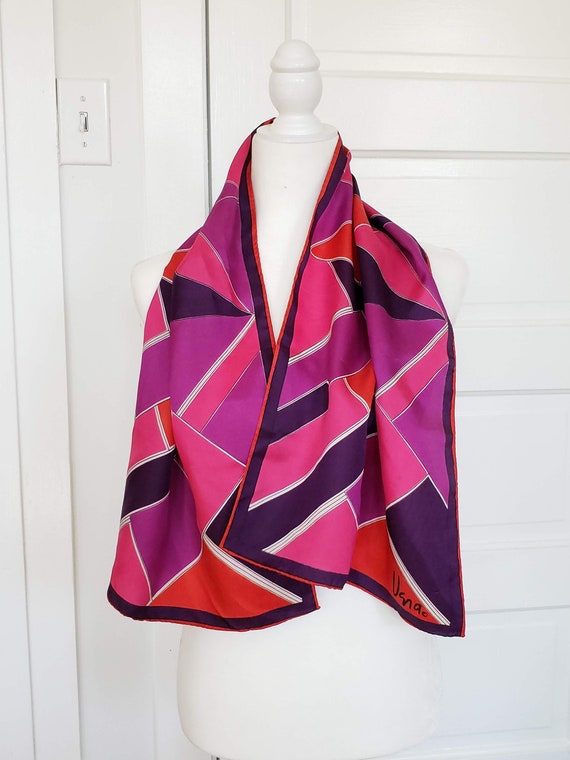 Vera Neumann scarf vintage 1970s bold pink purple… - image 1