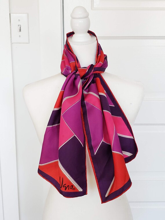 Vera Neumann scarf vintage 1970s bold pink purple… - image 5