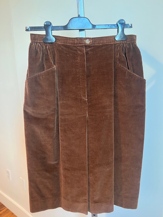 Halston III Brown Corduroy Skirt - image 1