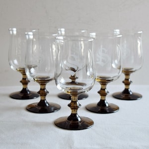 ラージ Libbey Rock Sharp ワインゴブレット 6個セット フェイク竹ステムワイングラス