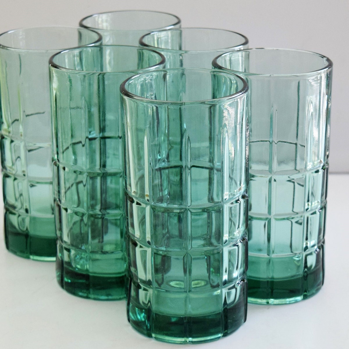 Set of 6 Large Green Tartan Anchor Hocking Tumblers - Etsy