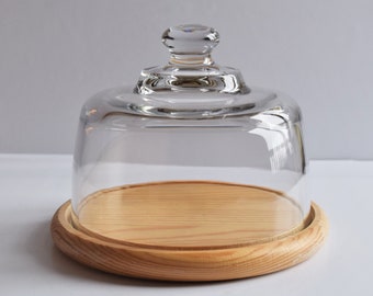 Wooden Cheese Tray With Glass Lid/Fancy Serving Accessories