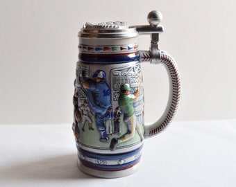 Vintage 1984 Avon Baseball Beer Stein with Lid