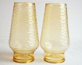 Set of 2 Anchor Hocking Amber Bee Hive Sereno chimneys Glass Oil Lamps Accessory Novelty Home Decor