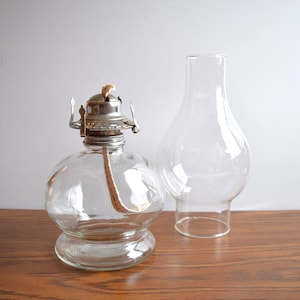 Vintage Round Glass Oil Lamp With  Chimney