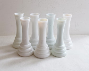 Matching Small Milk Glass Vases Set of 7 Wedding Table Décor