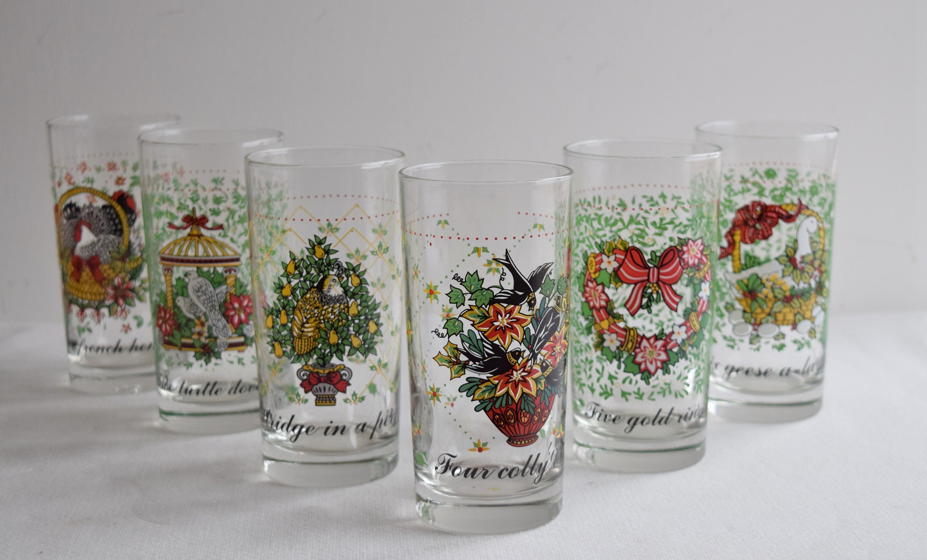 12 days of christmas glasses vintage Clearance