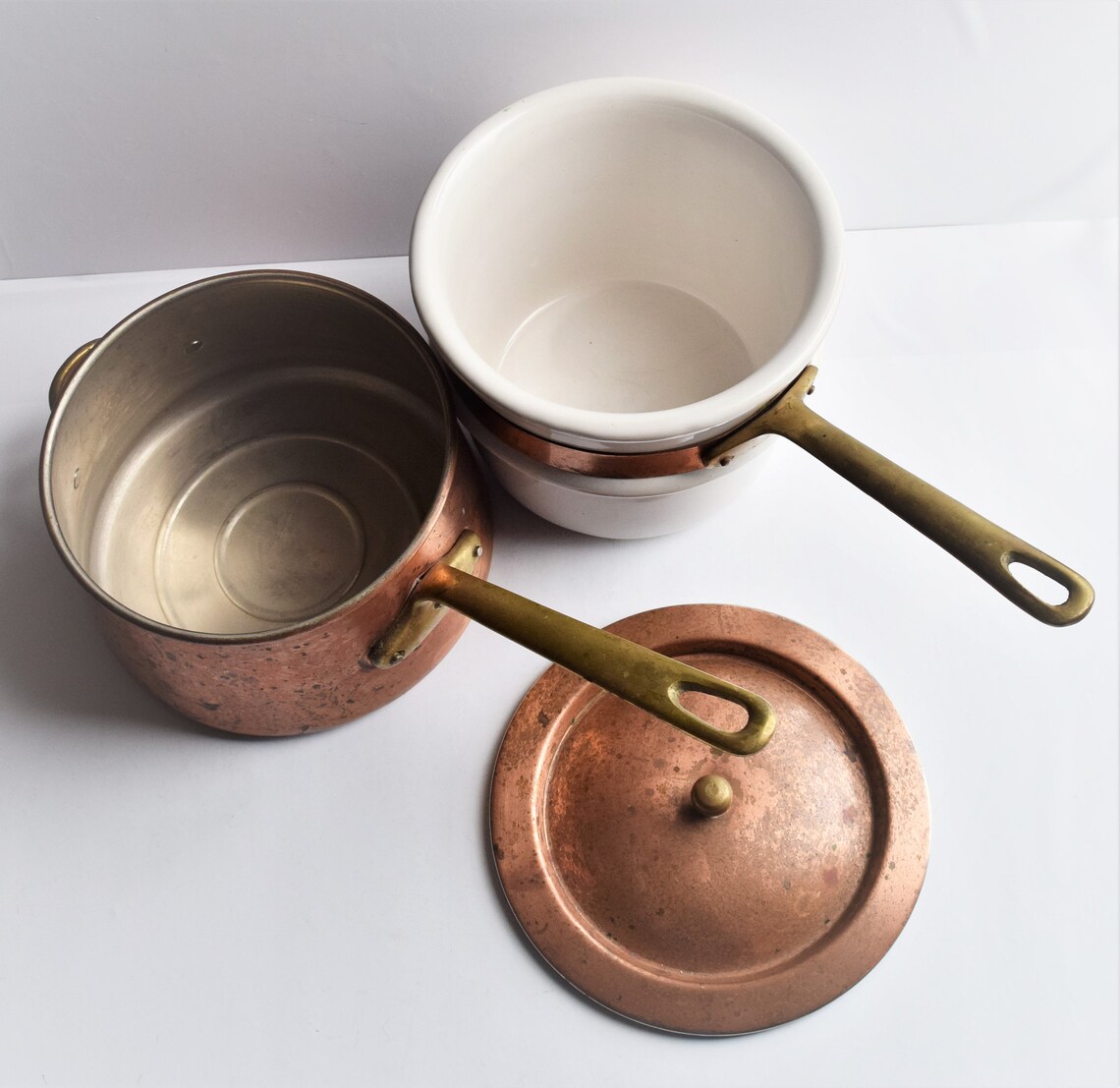Copper and Ceramic Double Boiler Set/novelty Cookware/special Etsy