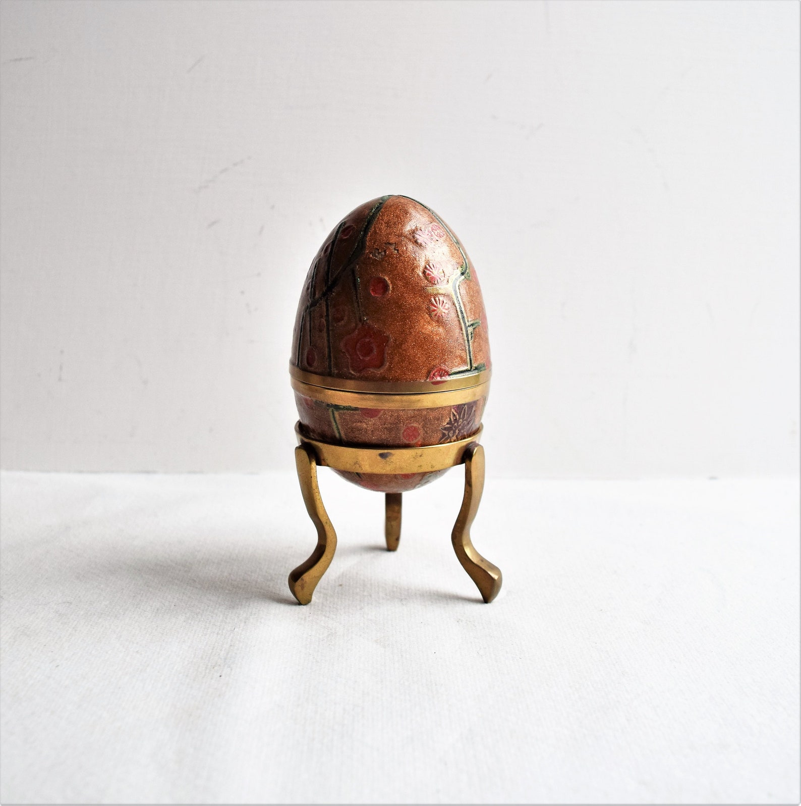 Solid Brass Egg On Stand /Brass Trinket /Brass Decor / Made in Etsy