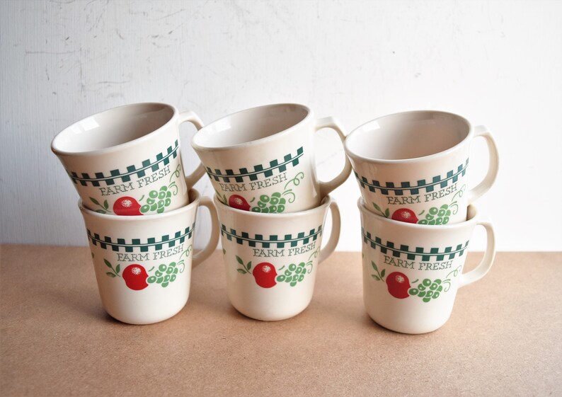 Satz von 6 Corning "Frische Farm" Tassen / Tassen / Made in USA Dinner Ware Bild 3