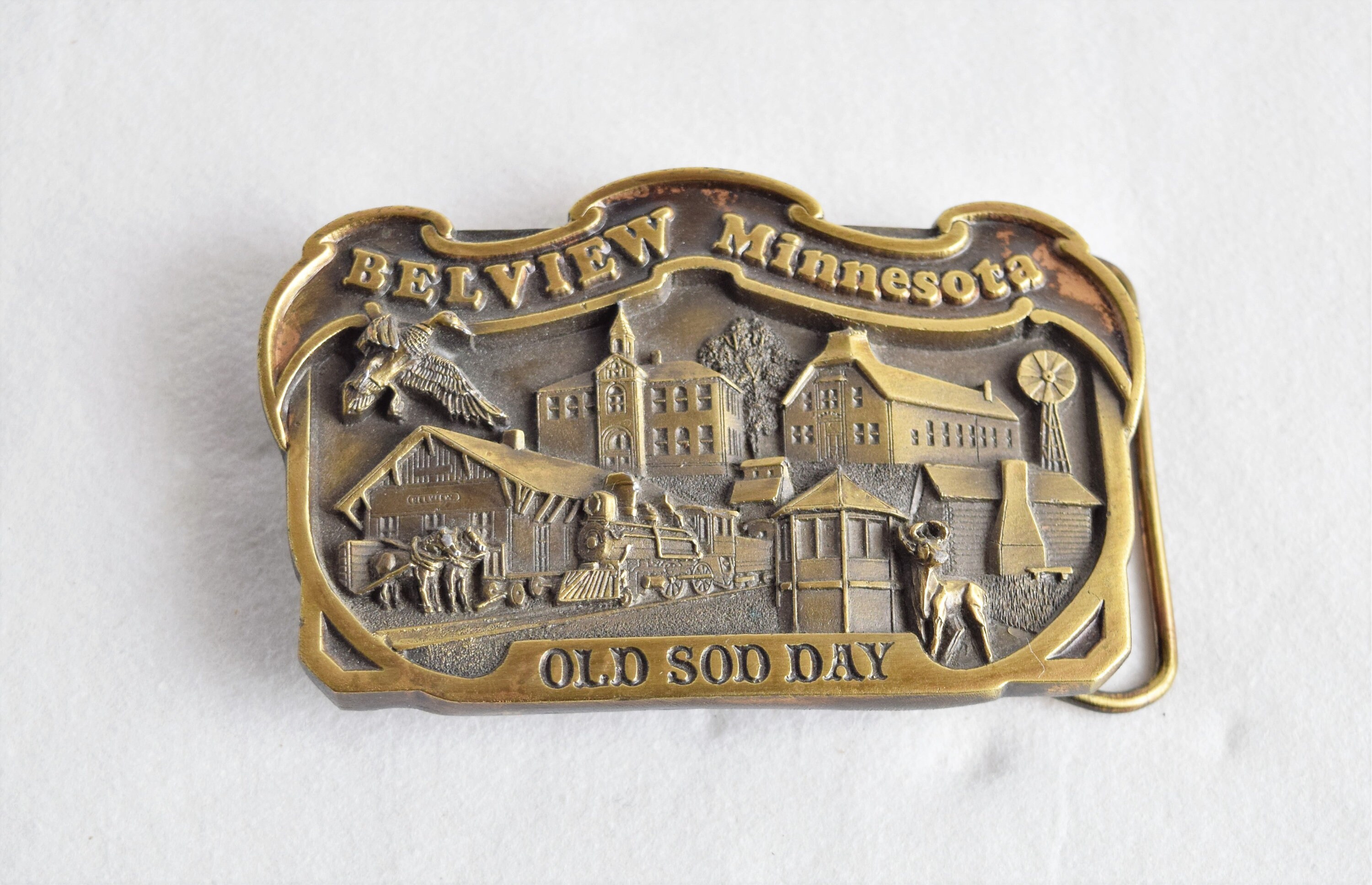 Vintage 1989 BELVIEW Minnesota Belt Buckle/ Old Etsy
