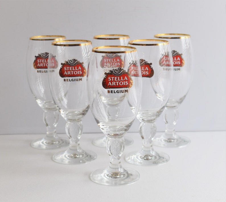 Set of 6 Large Stella Artois Beer Glasses/81/8 Beer Etsy