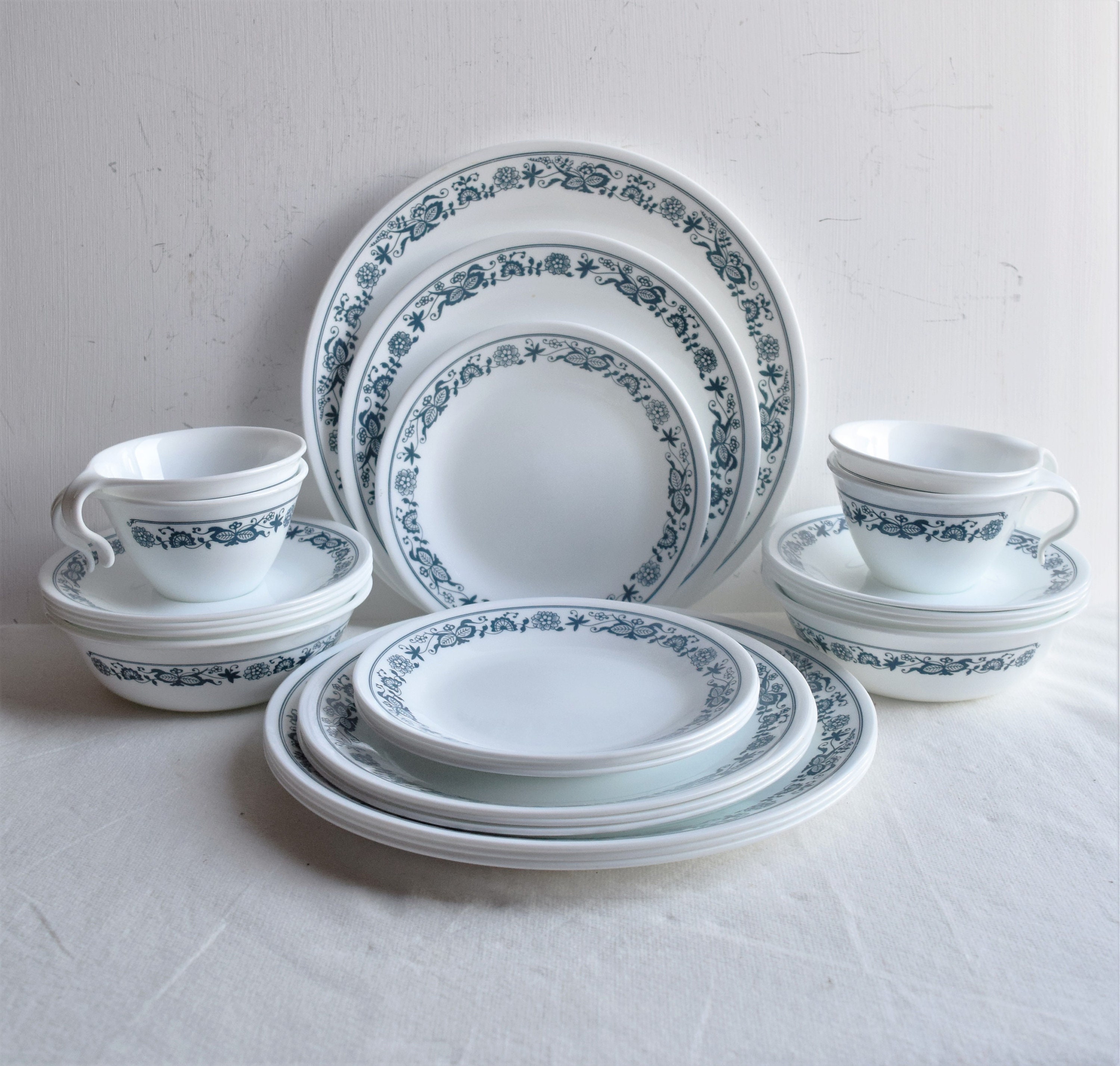 Set of 24 Piece Corelle old Town Blue Dinnerware Etsy