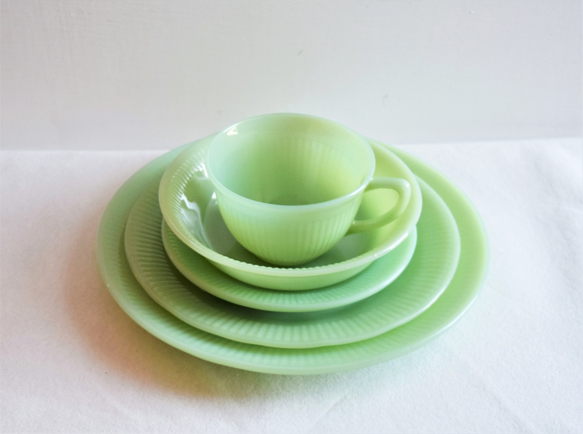 Fire King Jadeite Dinnerware Set of 5 Pieces/ 1 Table Place Etsy