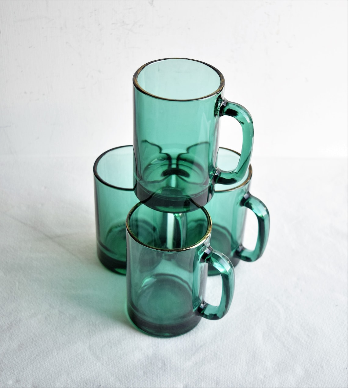Set of 4 Vintage Green Glass Mugs by Libbey/punch Etsy