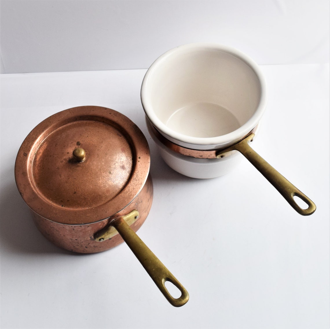 Copper and Ceramic Double Boiler Set/novelty Cookware/special Etsy