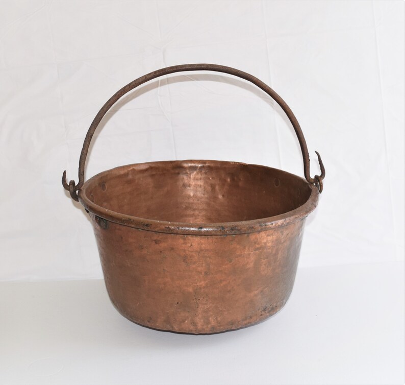 Large Copper Bucket Wrought Iron Handle/ Old Copper Vessels Etsy