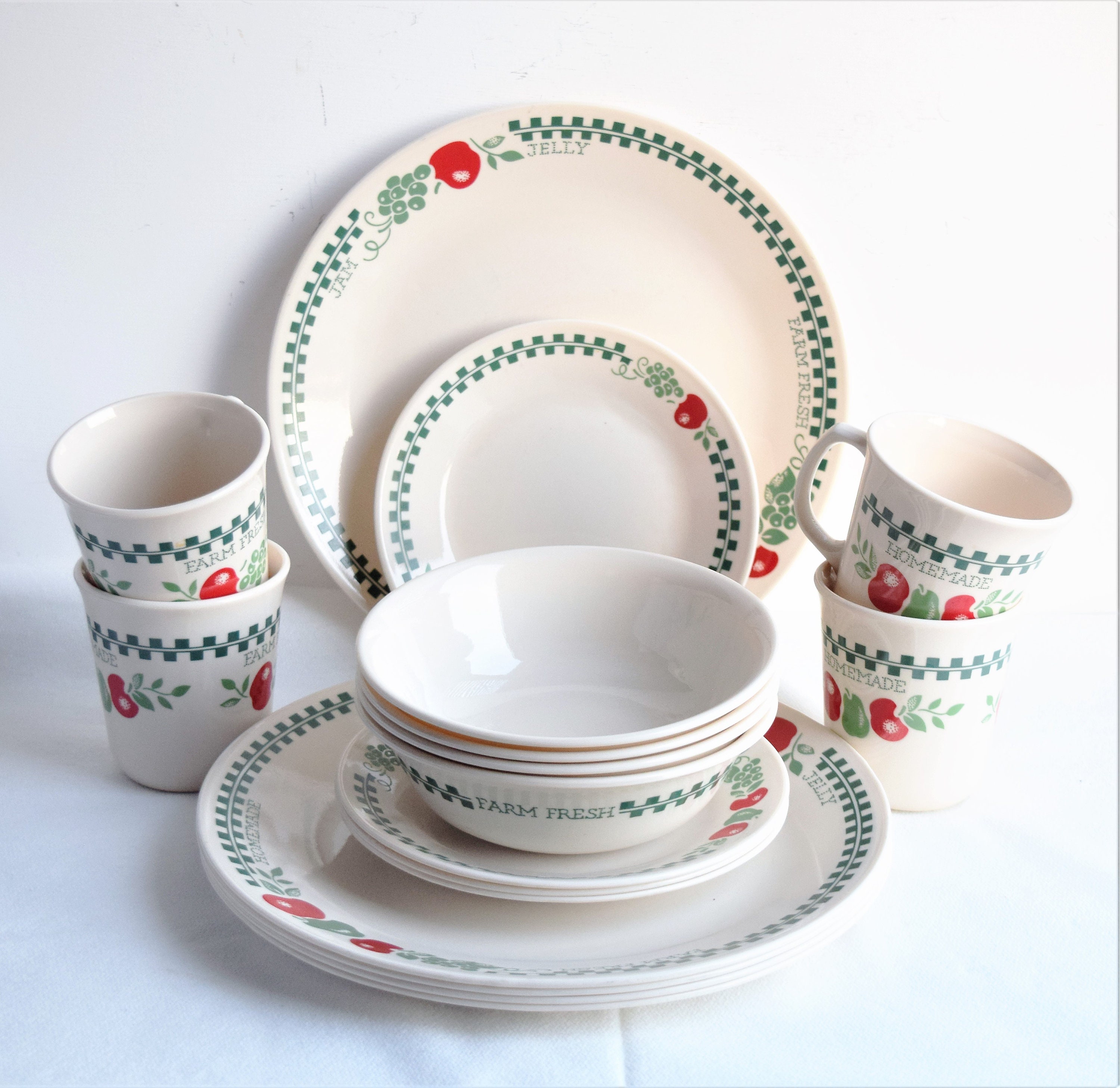 Set of 16 Piece Corelle Fresh Farm Dinnerware Made in USA Etsy