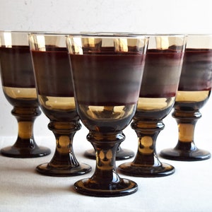 Set of 6 Wine Goblets  Vintage Large Glasses