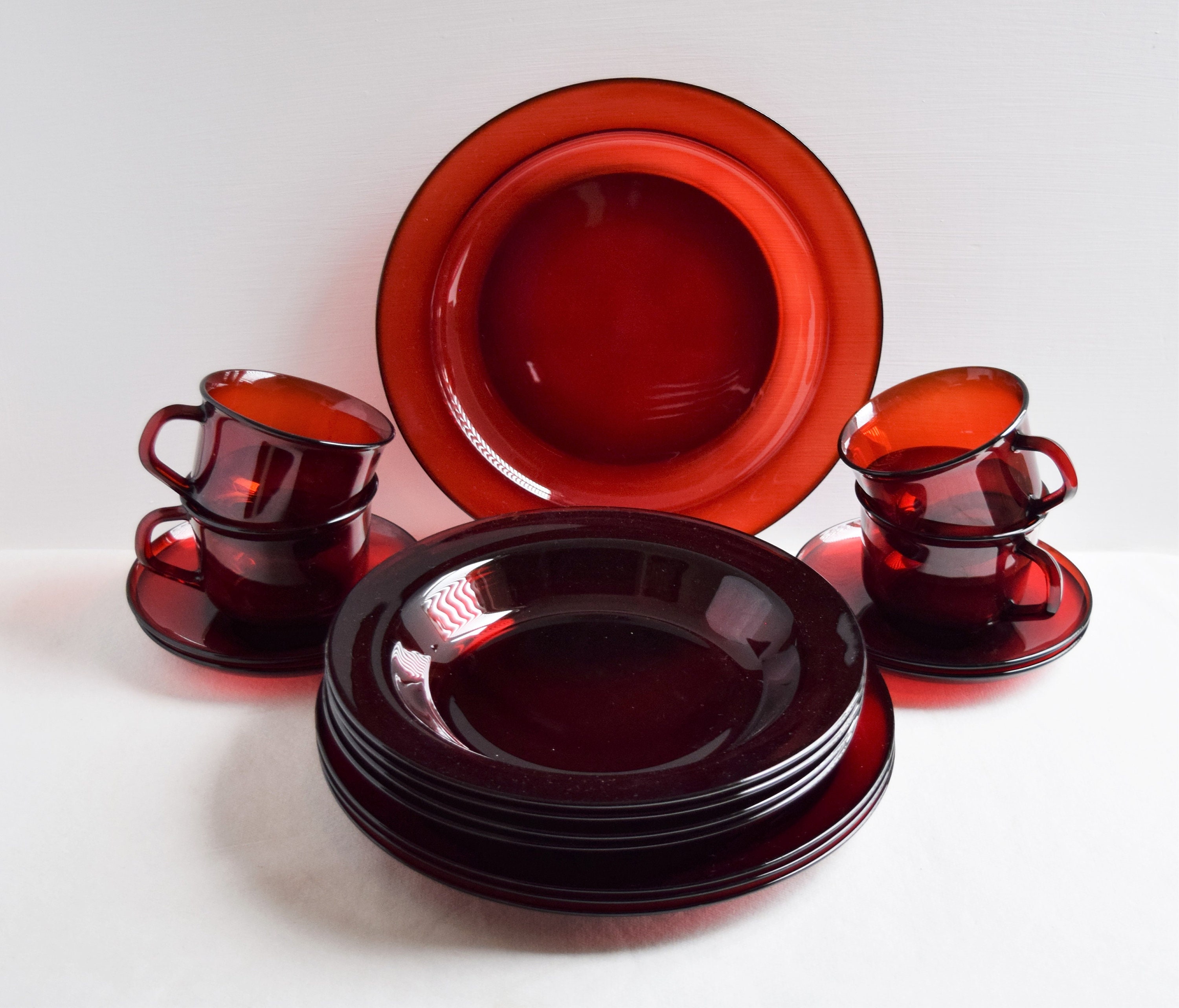 Set Of 16 Pieces Ruby Red Arcoroc Dinnerware Arcoroc France 4 Etsy Set Of 16 Pieces Ruby Red Arcoroc Dinnerware Arcoroc France 4 Etsy