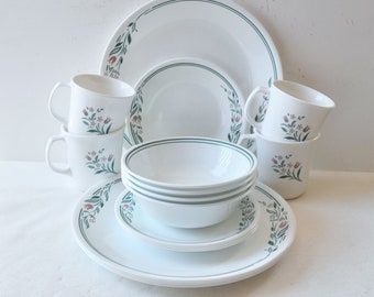 Set of 16 Corelle "Rosemarie" Dinnerware Pieces by Corning