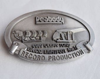 Hebilla de cinturón vintage de Peabody Record Production de 1987