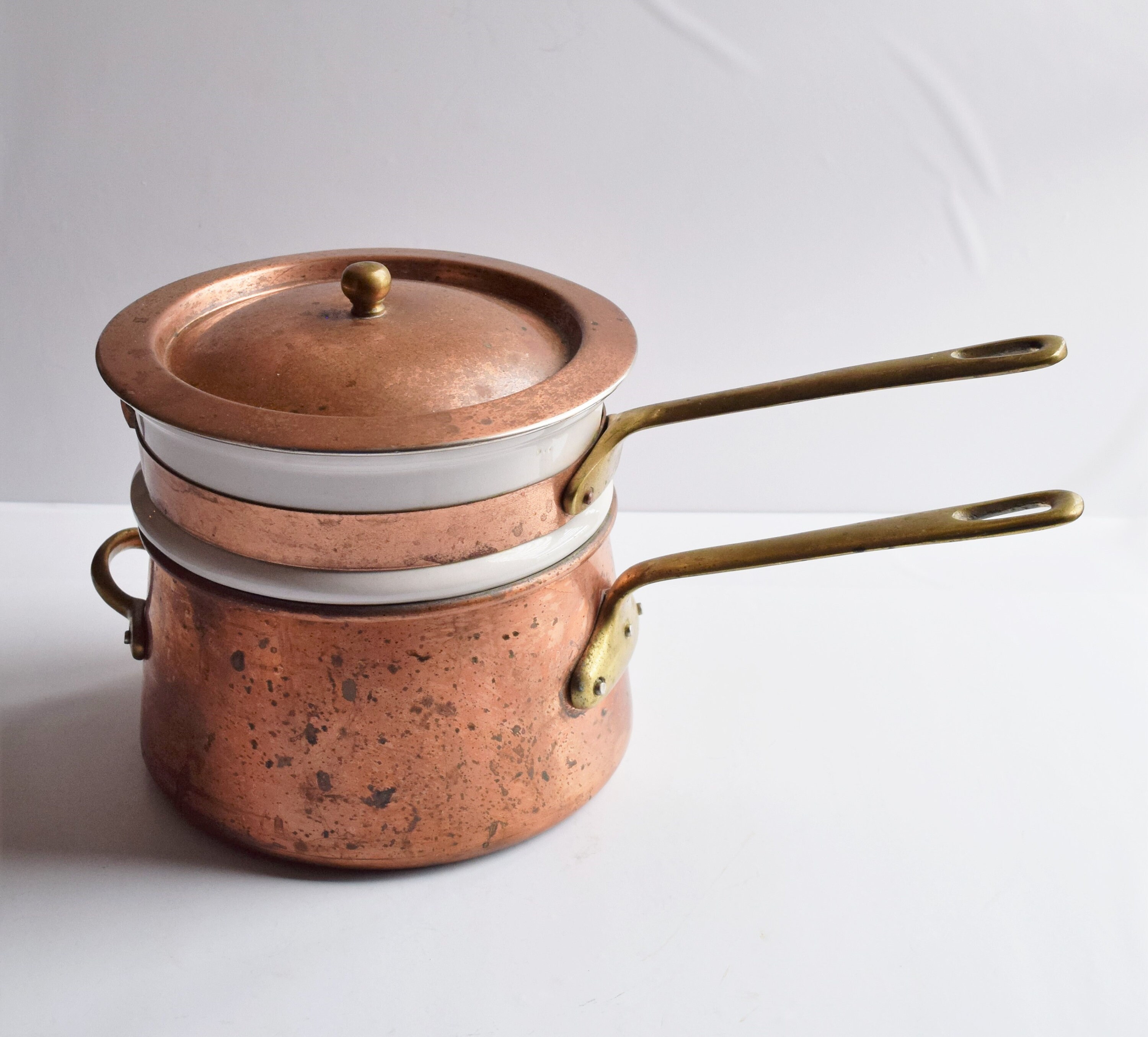 Copper and Ceramic Double Boiler Set/novelty Cookware/special Etsy