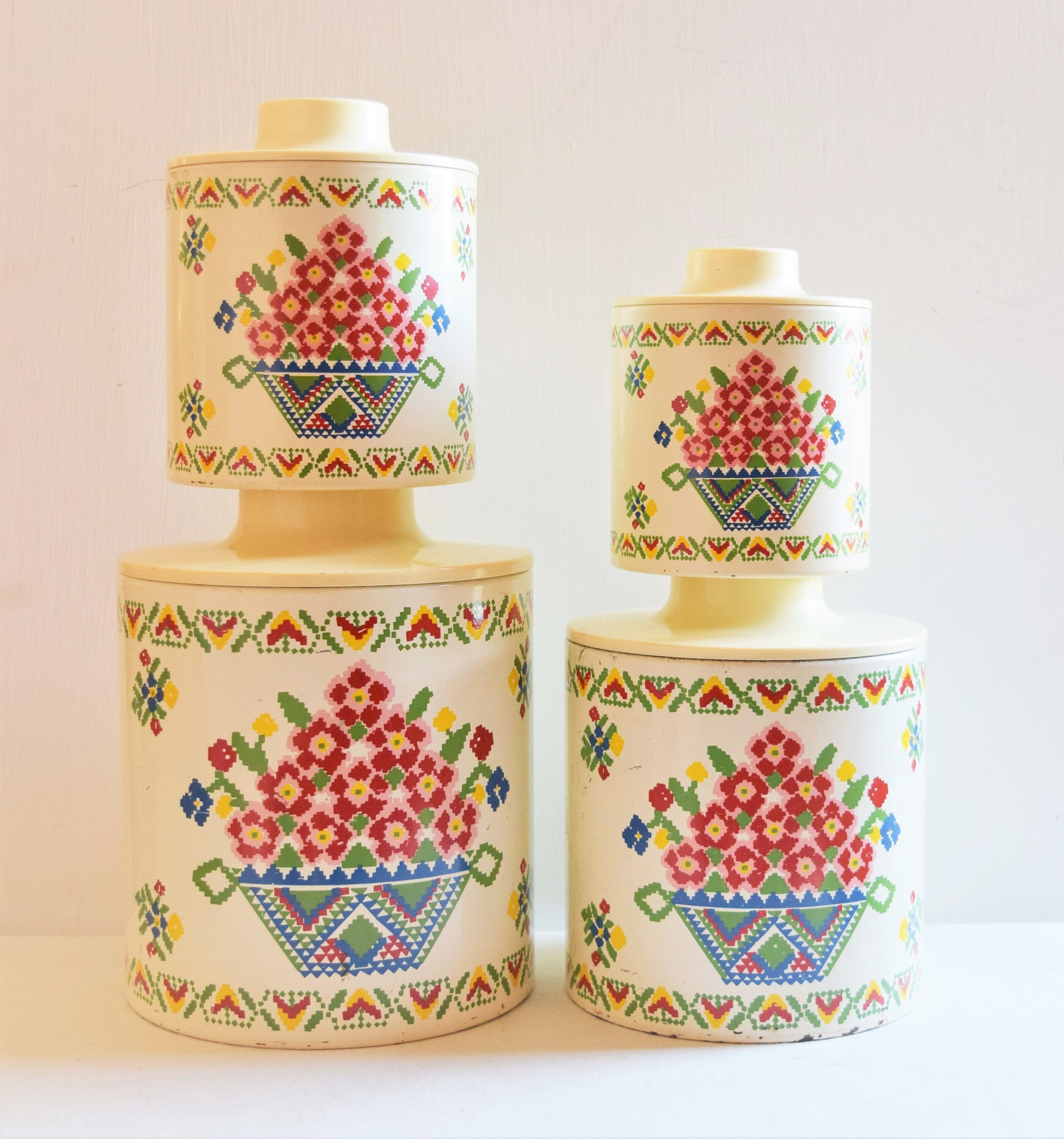 Boîte Aux Lettres Ransburg Vintage Peinte à La Main – Fleurs, Métal Bleu, USA