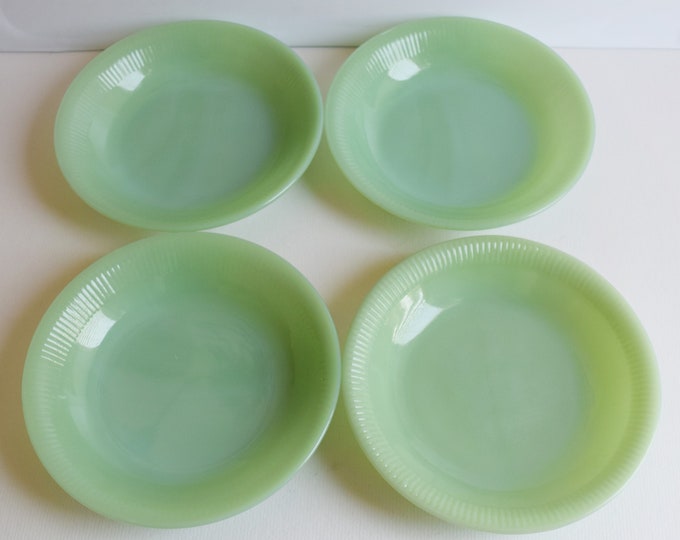 Fire King Jadeite Soup Bowls 71/2 Dia Set of 4 / Jane Ray Green Cereal Bowls Etsy