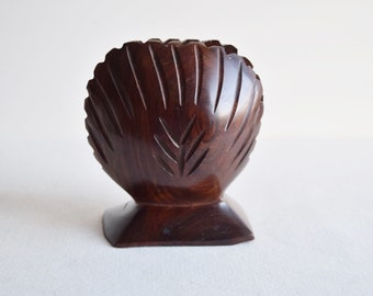Hand Carved Shell Napkin Holder/ Wooden Napkin Holder