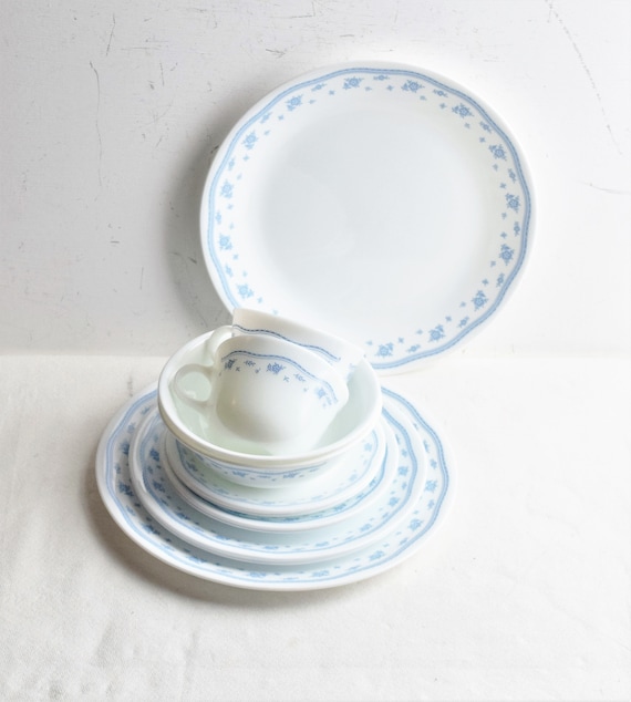 Corelle Morning Blue Dinnerware Set of 12 piece Etsy Canada