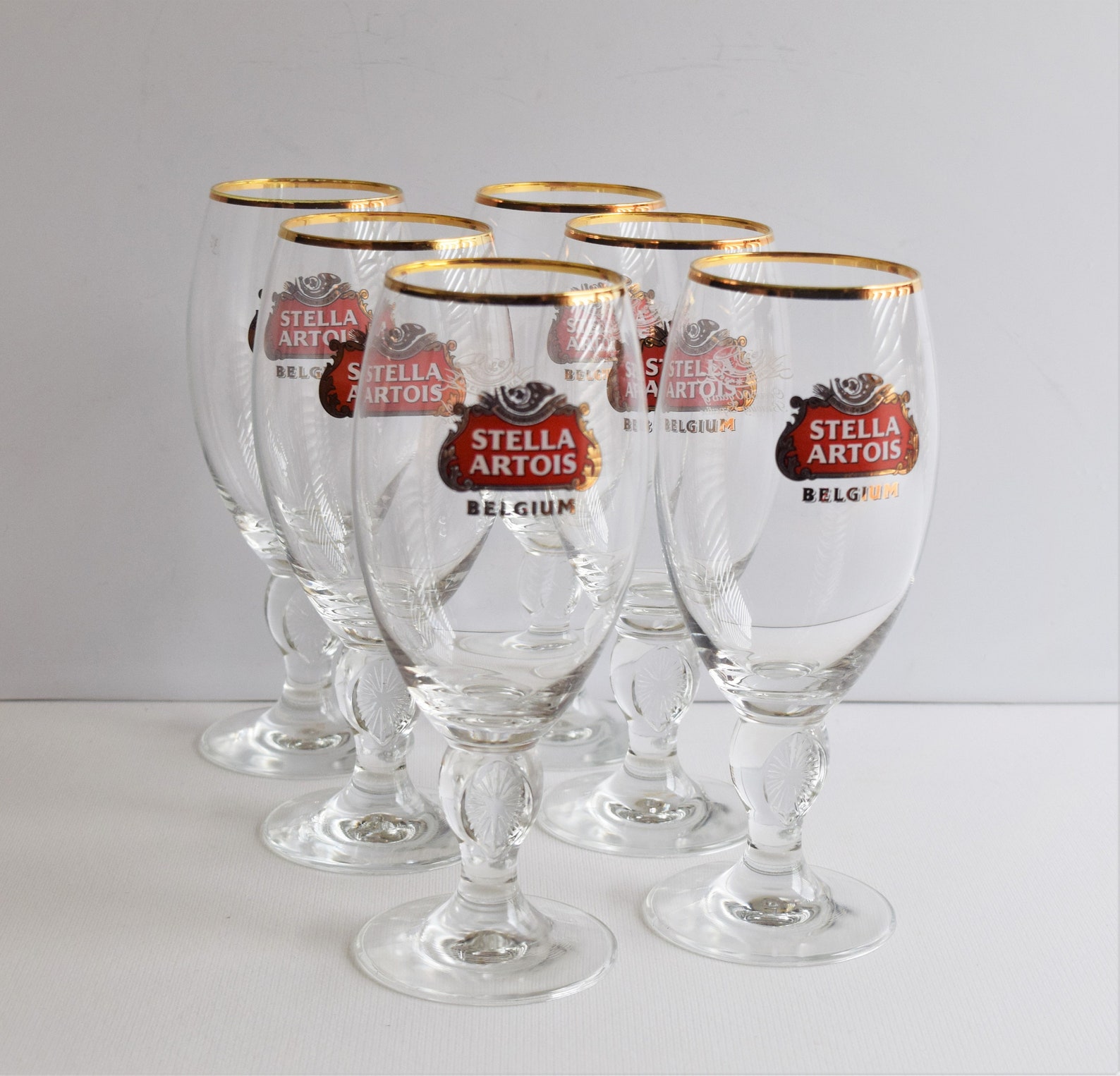 Set of 6 Large Stella Artois Beer Glasses/81/8 Beer Etsy