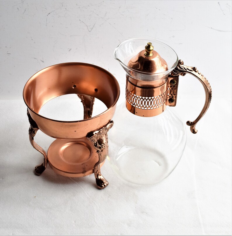 Vintage Copper and Glass Coffee pot/ Vintage 1970s Etsy