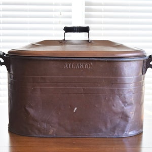 Large Atlantic Copper Boiler with Lid: Vintage Planter Pot