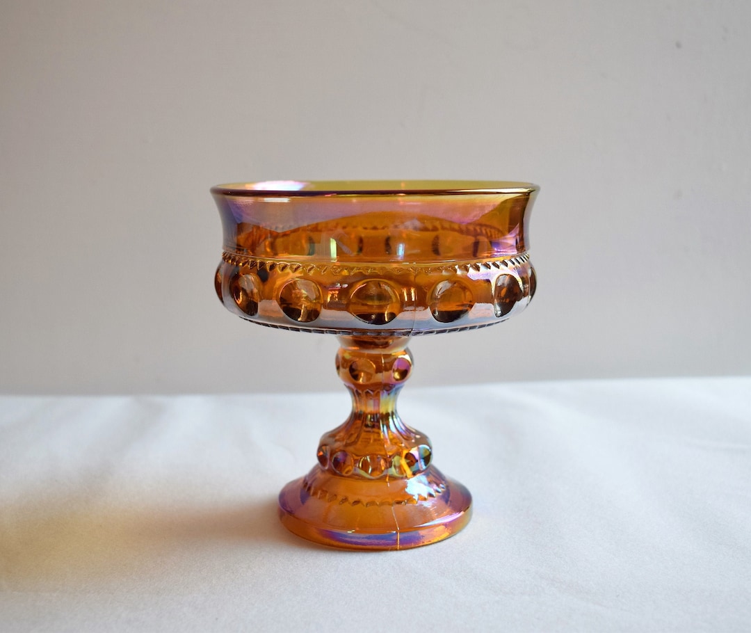 Amber Glass Goblet Style Candy Dish Indiana Glass - Etsy
