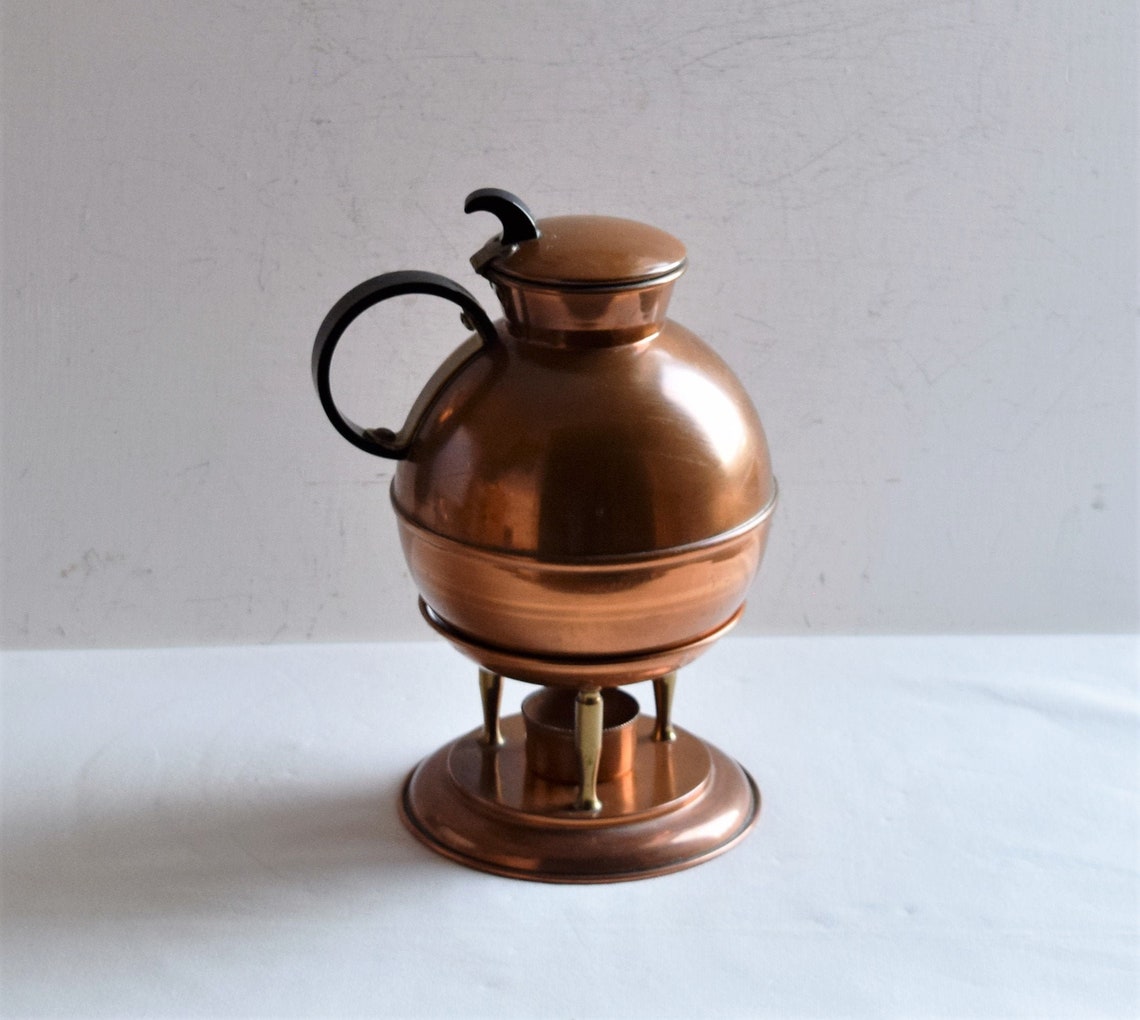 Vintage Copper Tea Pot With Warming Stand/vintage Copper and Etsy